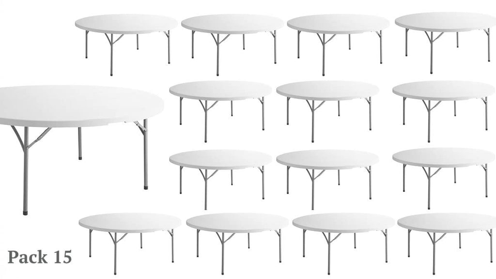 White 6-ft Plastic Folding Round Table U5746