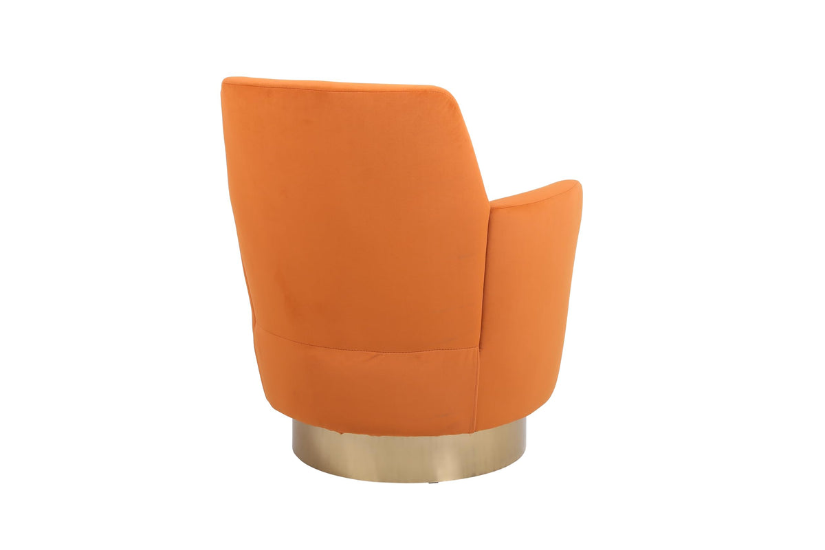 Orange Velvet Swivel Tufted Armchair J806