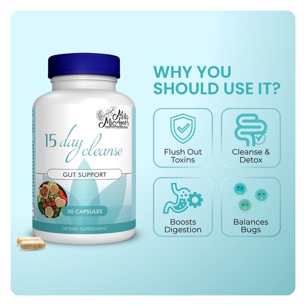 15 Day Gut and Colon Cleanse with Senna, Cascara Sagrada & Psyllium Husk 30 Capsules R884693