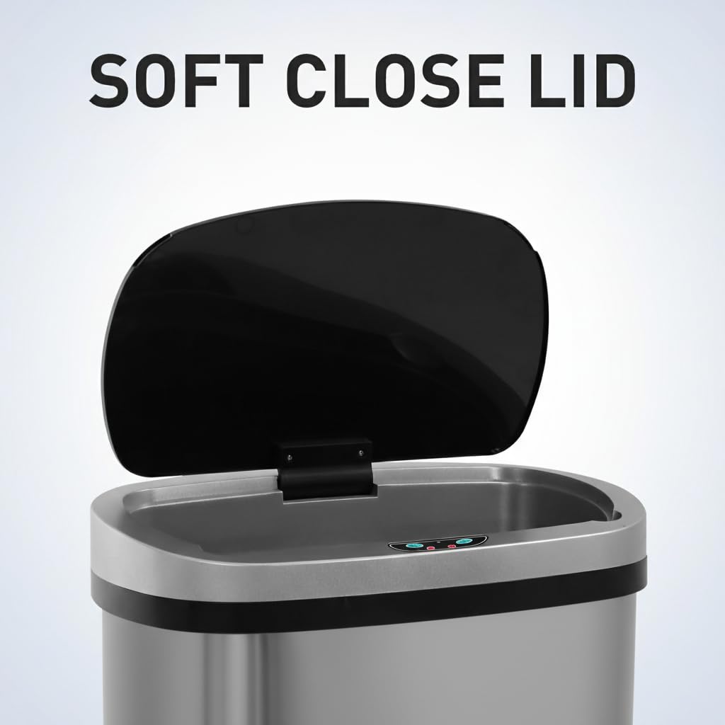 13 Gallon Touch-Free Motion Sensor Stainless-Steel Trash Can P581