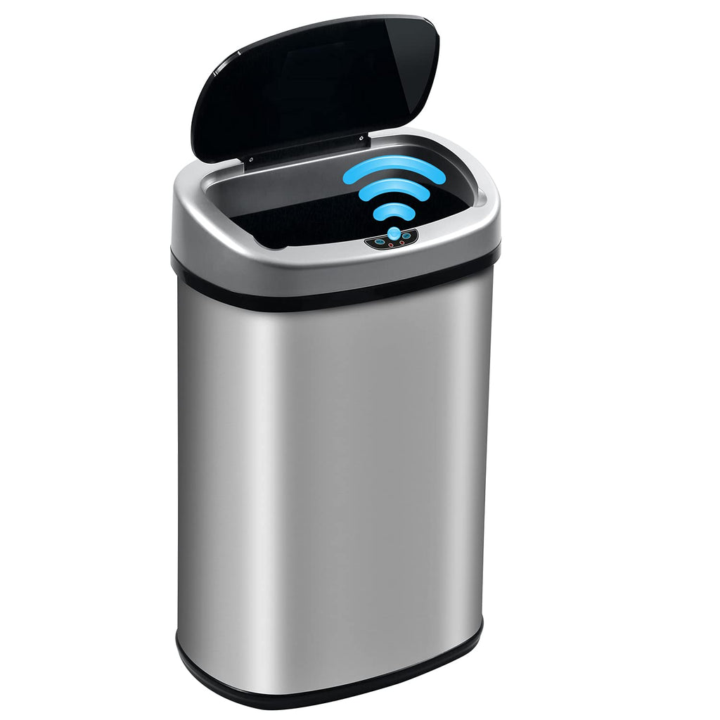 13 Gallon Touch-Free Motion Sensor Stainless-Steel Trash Can P581