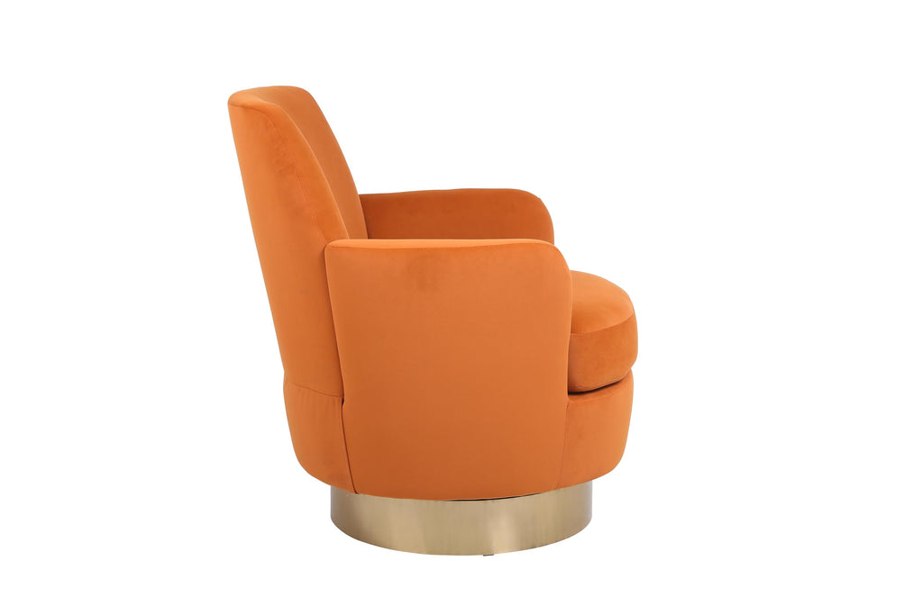 Orange Velvet Swivel Tufted Armchair J806