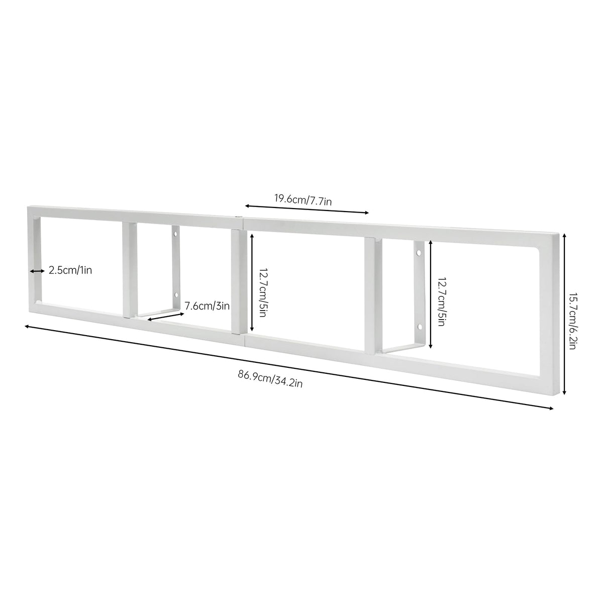 34 Inch Wall Mount Media Storage Rack, 3 pcs CD DVD Organizer Metal Shelf, White S307760