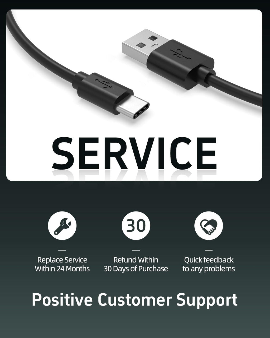 Black 5FT USB-C Replacement Charger Cable R470990