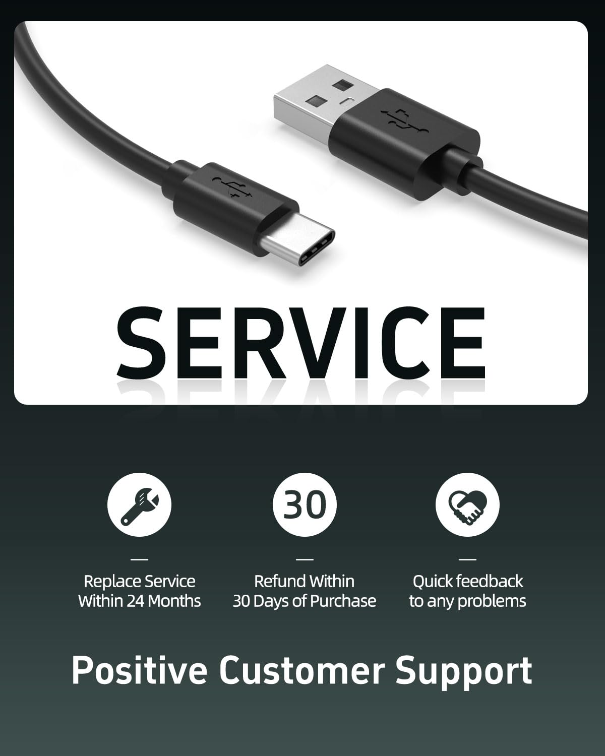 Black 5FT USB-C Replacement Charger Cable R470990