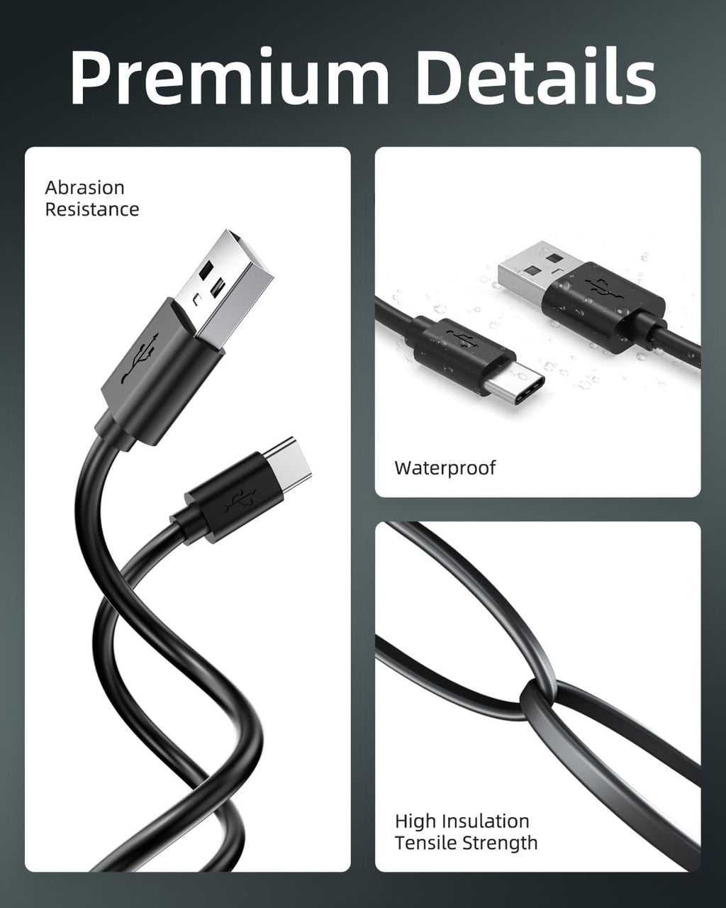Black 5FT USB-C Replacement Charger Cable R470990