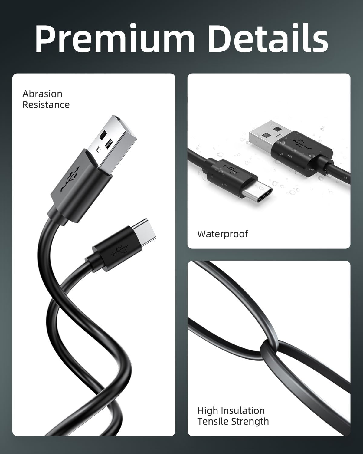 Black 5FT USB-C Replacement Charger Cable R470990