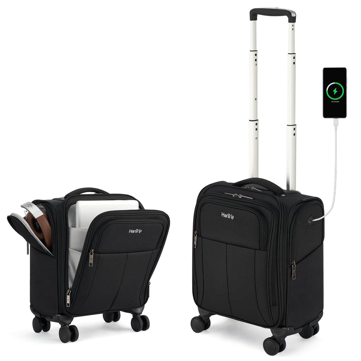 16 Inch Underseat Carry On Luggage with Spinner Wheels, Black A36890