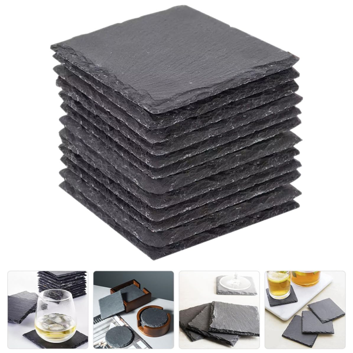 Natural Stone Coasters 12pcs with Non Slip Bottom B71473