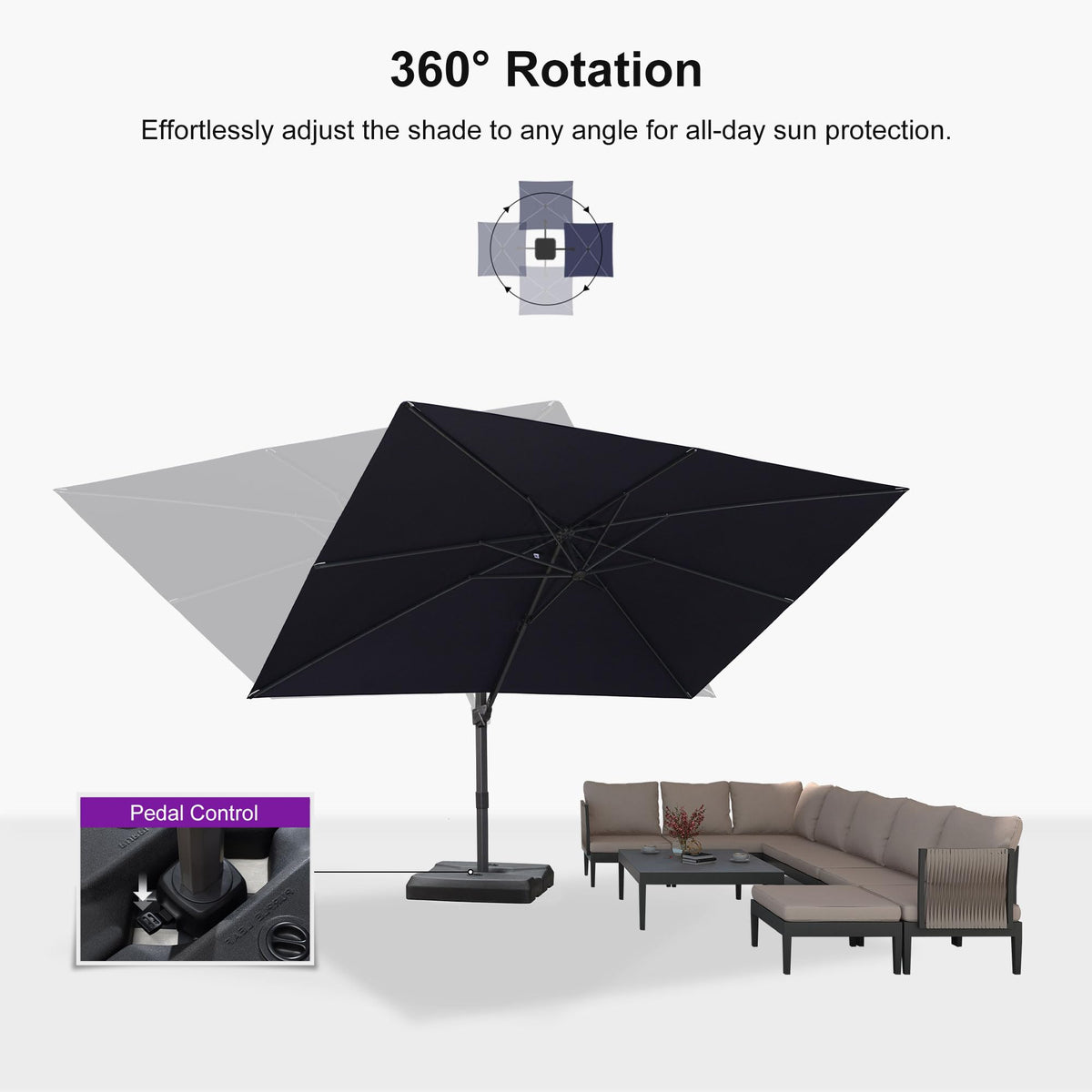 Navy Blue Cantilever Umbrella with Base R374