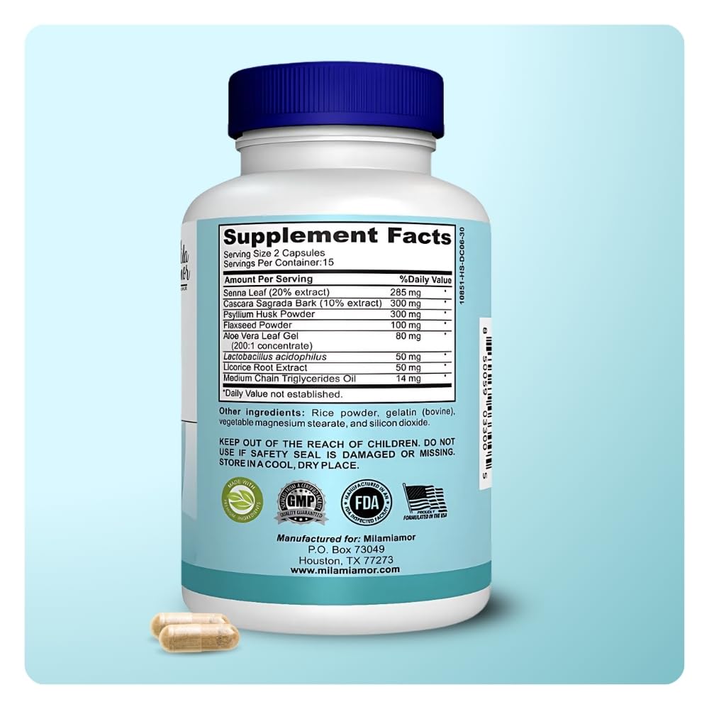 15 Day Gut and Colon Cleanse with Senna, Cascara Sagrada & Psyllium Husk 30 Capsules R884693