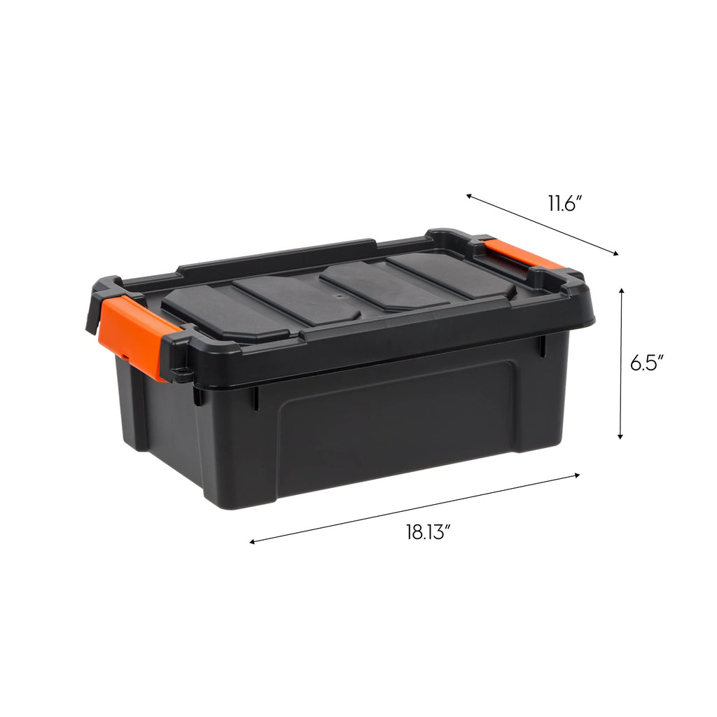 3 Gal Heavy Duty Plastic Storage Bins with Lockable Lids Black Set of 1 X8017
