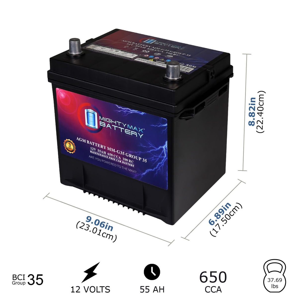 12V 55Ah AGM Replacement Battery F336815