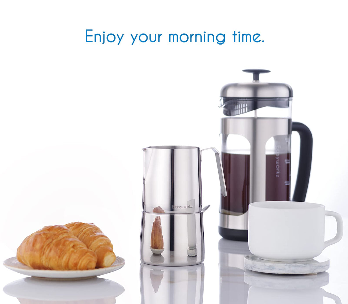 12 oz Stainless Steel French Press and Creamer Sugar Bowl Set C366