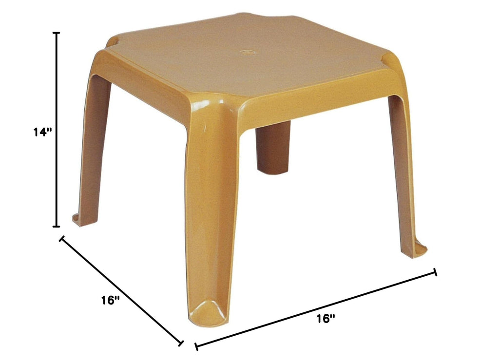 Teak Brown Resin Side Table Set of 2 T677