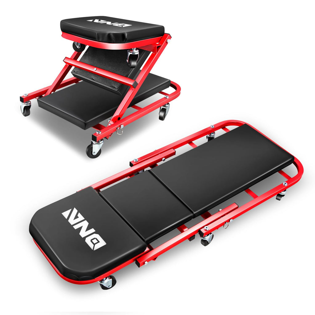 40 Inches 2 IN 1 Rolling Folding Car Creeper/Seat Red I7555