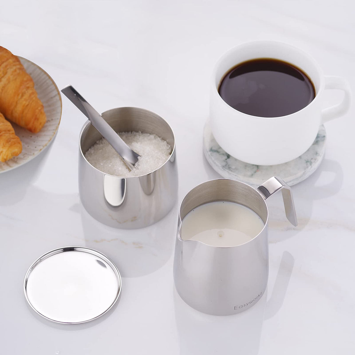 12 oz Stainless Steel French Press and Creamer Sugar Bowl Set C366