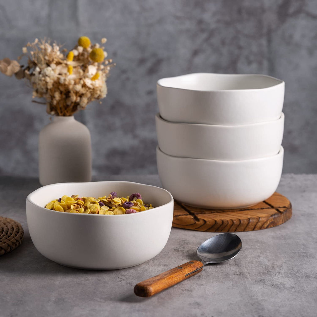 28oz Stoneware Cereal Bowls Set of 4 Matte White G766164