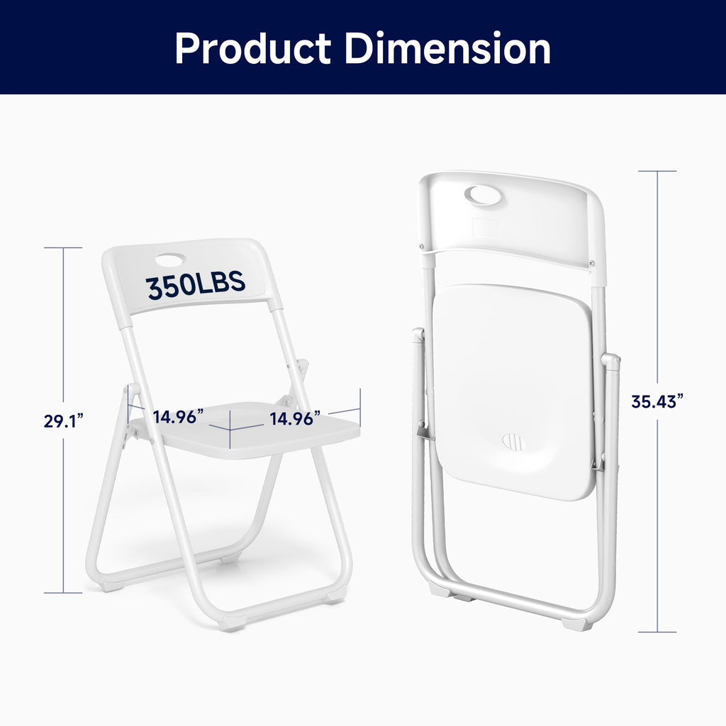 White Plastic Folding Chairs, 10 Pack N7375
