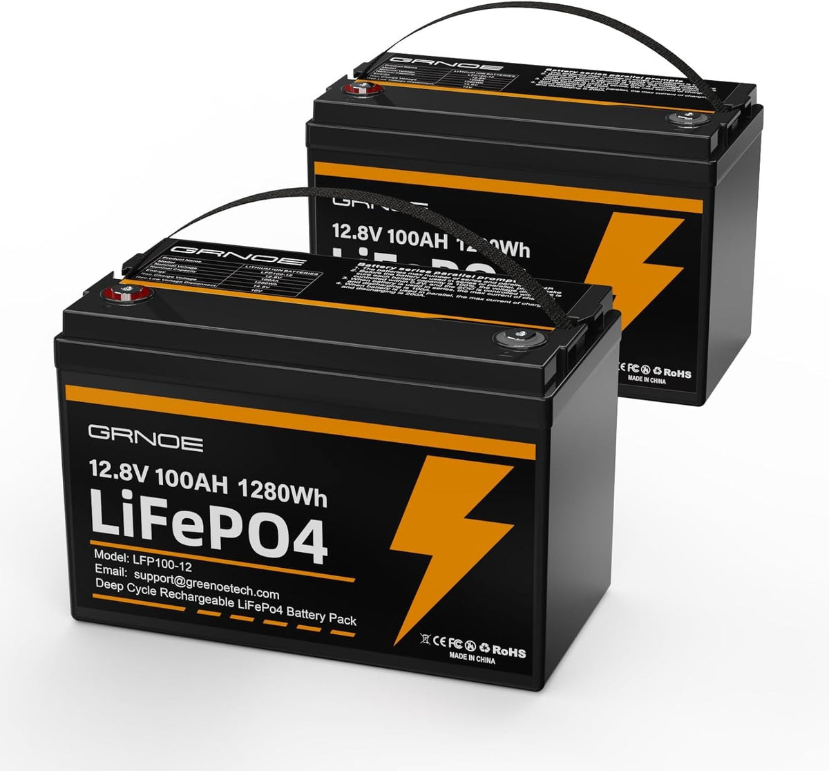 12V 100Ah LiFePO4 Lithium Battery 2-Pack R23290