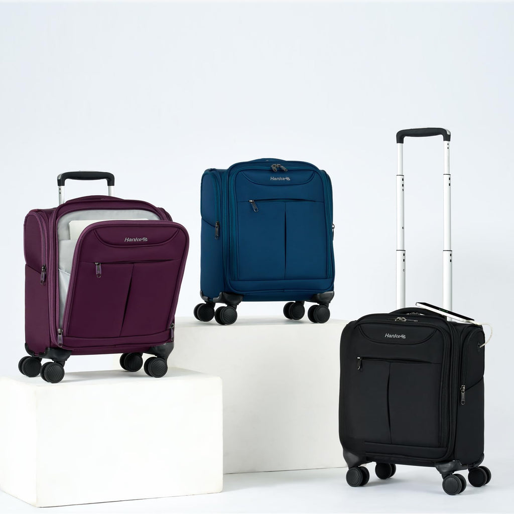 Black 16 Inch Underseat Carry On Luggage with Spinner Wheels J44110