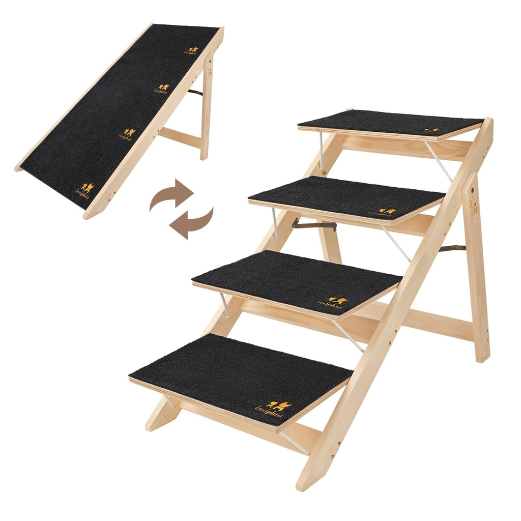 Wooden 4-Step Foldable Anti-Slip Dog Stairs N700