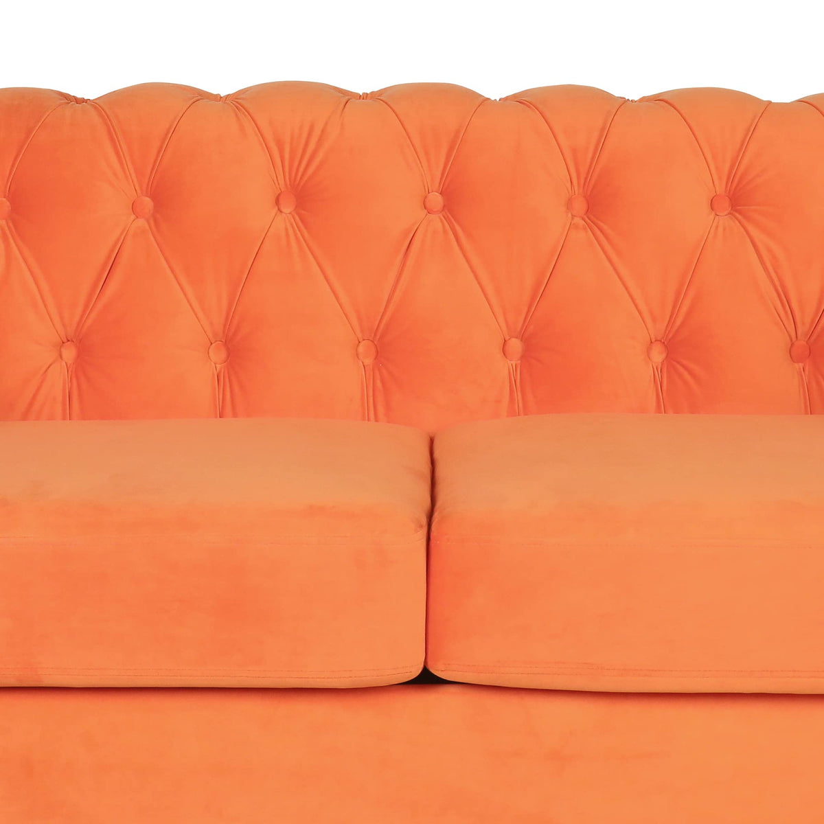 Orange Velvet Chesterfield Loveseat Sofa H4238