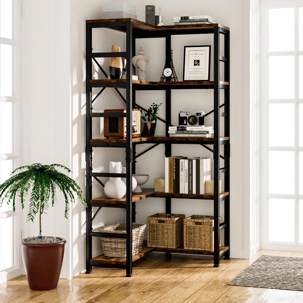 5-Tier L-Shaped Corner Bookshelf A748782