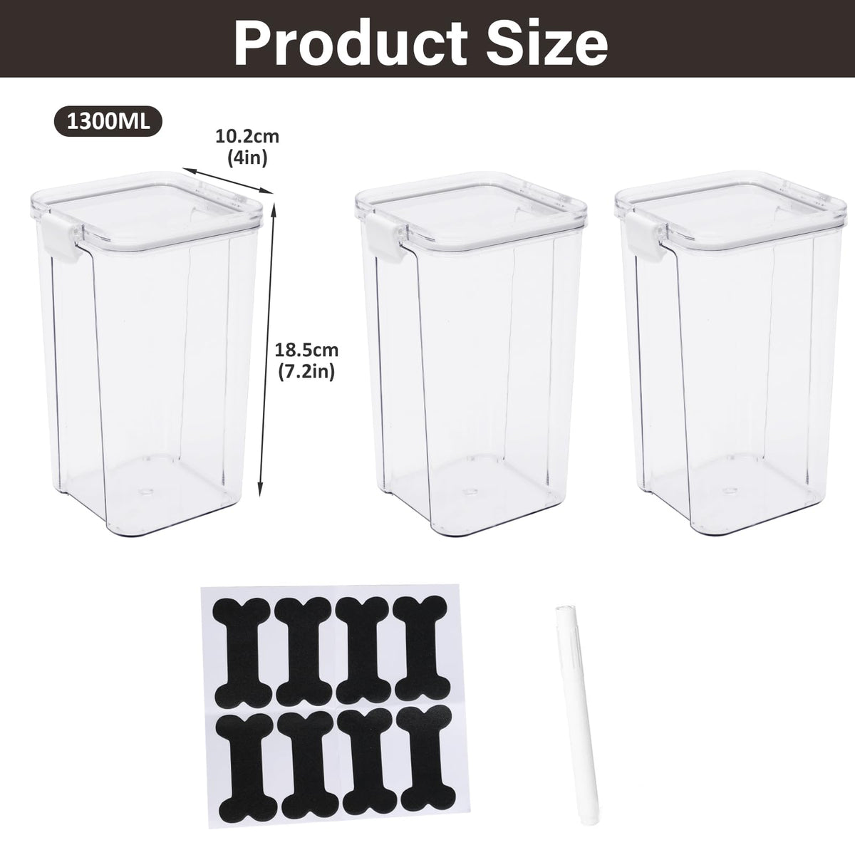 3 Pack Airtight Pet Food Storage Containers with Locking Clips H471126