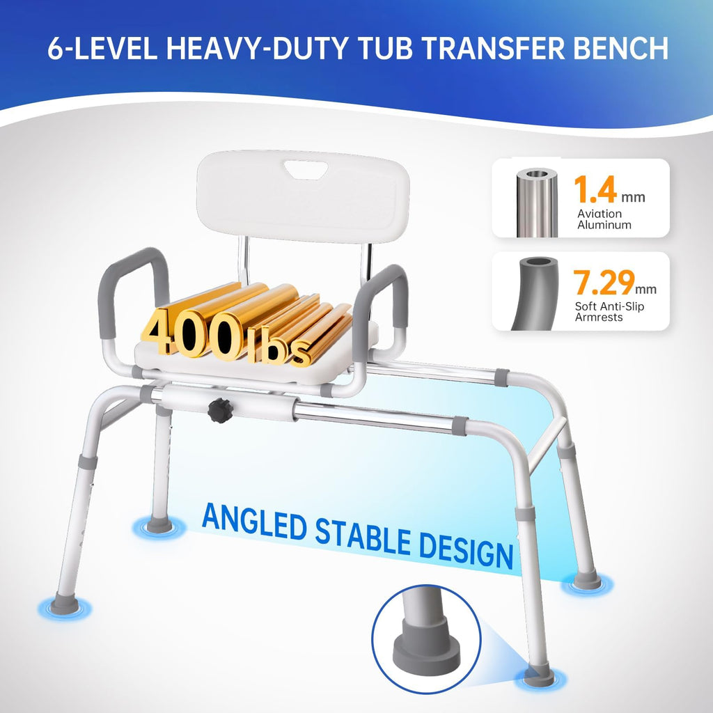 360° Swivel Adjustable Transfer Shower Chair with EVA Seat M7965
