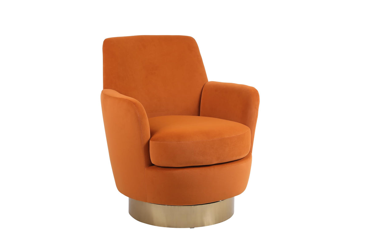 Orange Velvet Swivel Tufted Armchair J806
