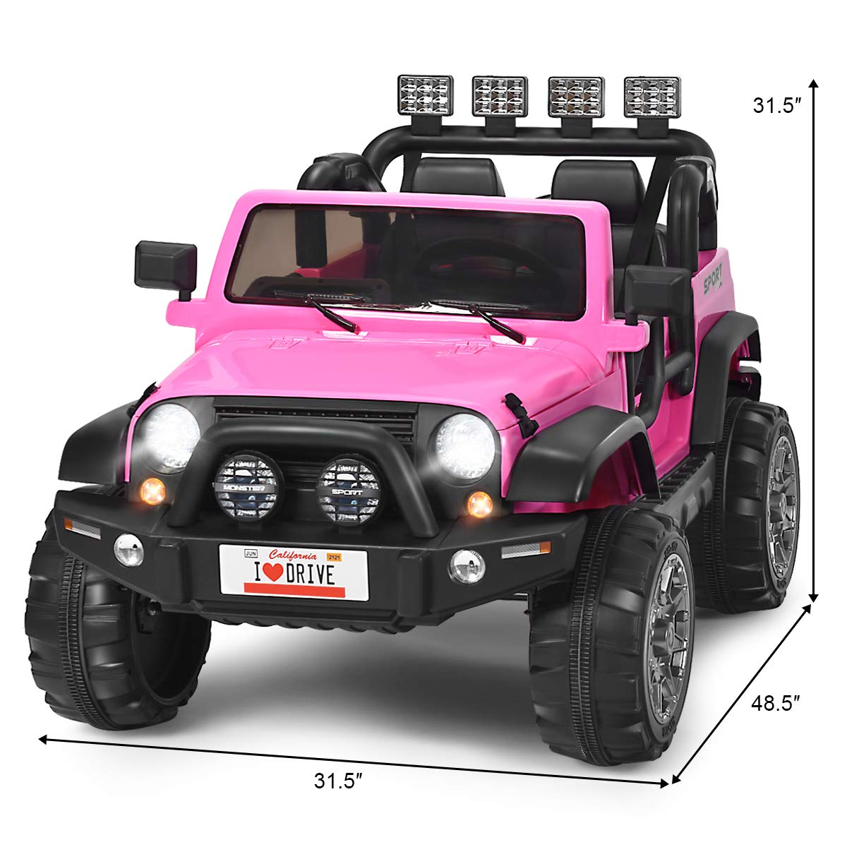 12V Battery Powered Ride on Truck with Remote Control, Pink L3076