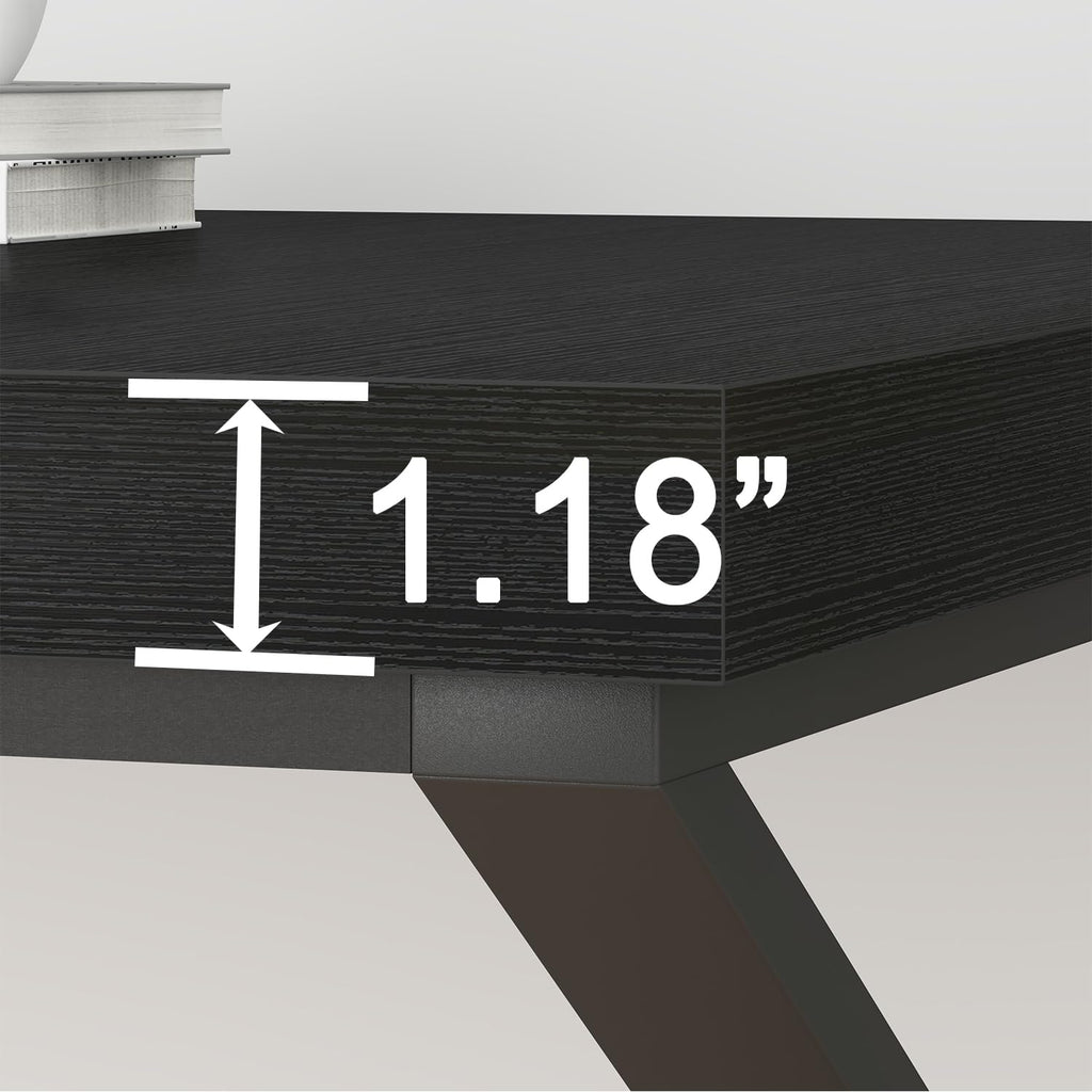 70 Inch Black Metal Wood Computer Desk M384