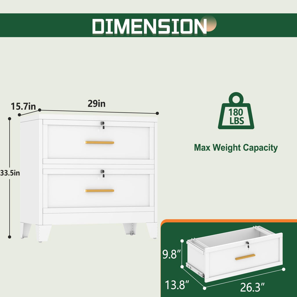 2 Drawer Metal File Cabinet with Lock H118