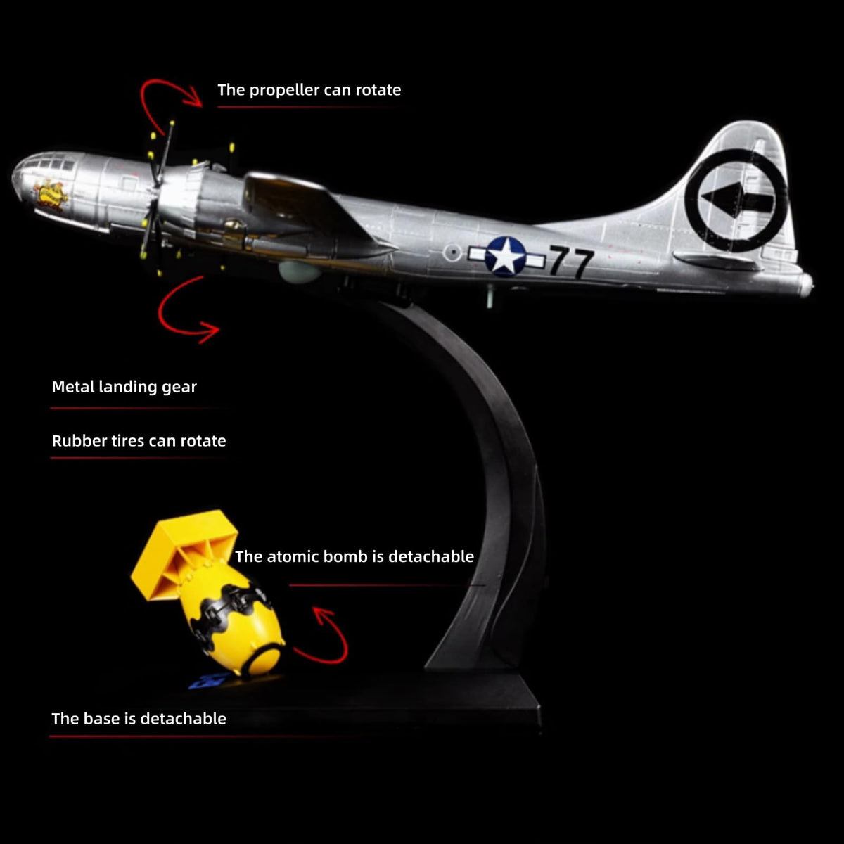 1/144 Scale WWII B-29 Superfortress Bomber Alloy Model Plane M256