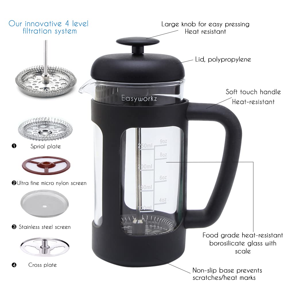 12 oz Stainless Steel French Press and Creamer Sugar Bowl Set C366