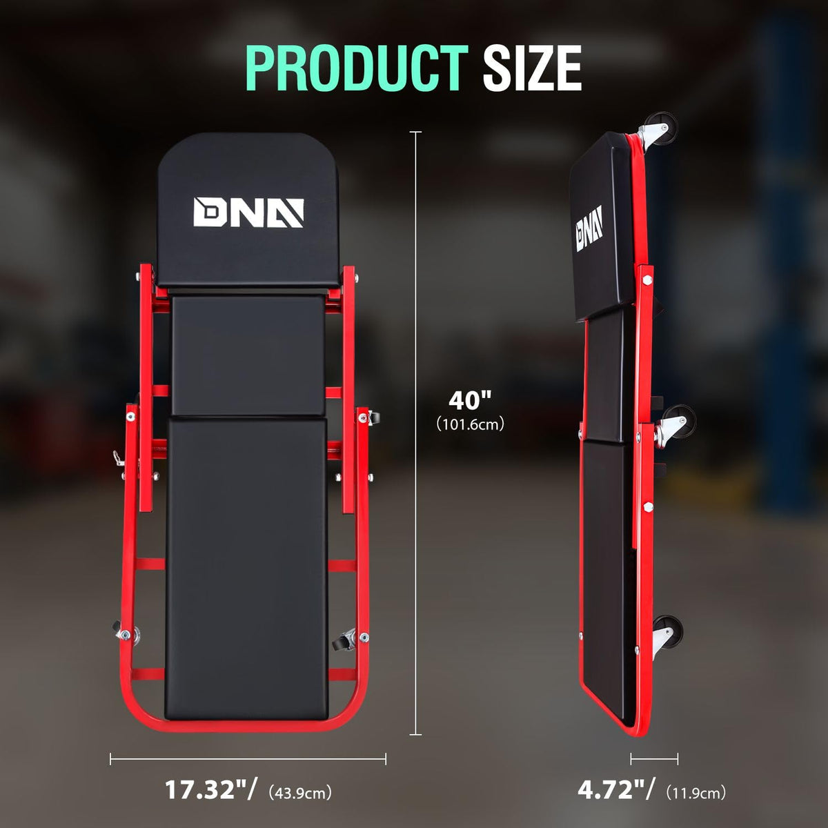 40 Inches 2 IN 1 Rolling Folding Car Creeper/Seat Red I7555