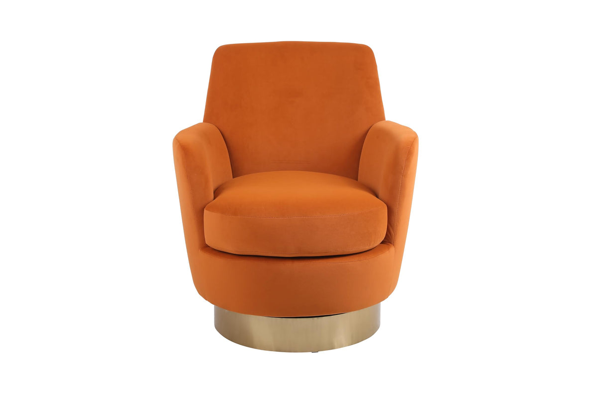 Orange Velvet Swivel Tufted Armchair J806