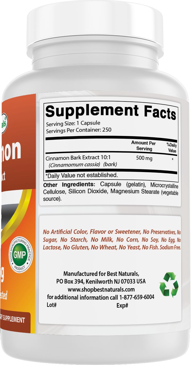 Cinnamon 500 mg 250 Capsules V39241