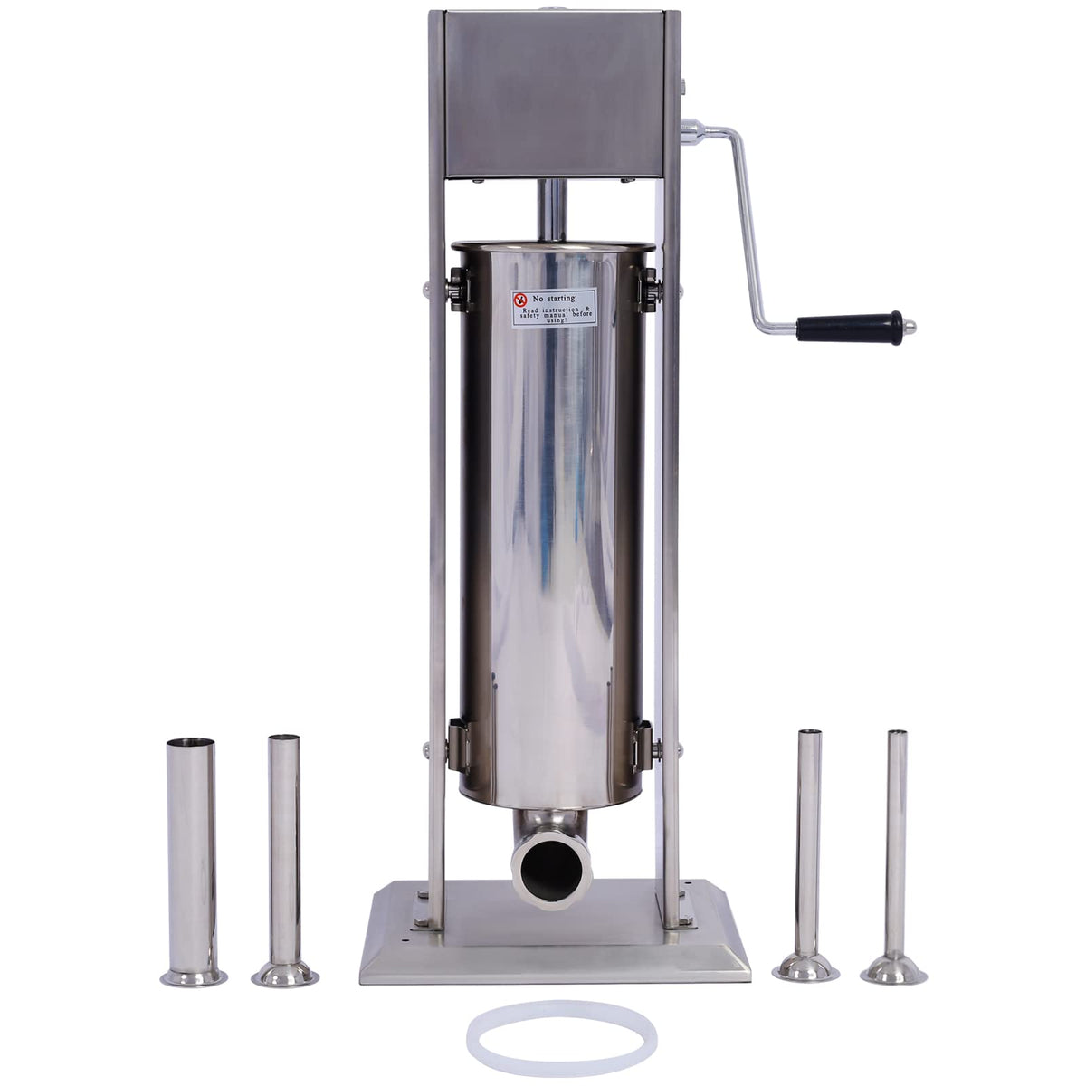 Stainless Steel 15LB Vertical Sausage Stuffer with 4 Stuffing Tubes W229875
