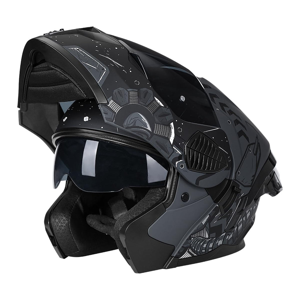 Full Face Flip Up Motorcycle Helmet Dual Visor DOT Approved C92238