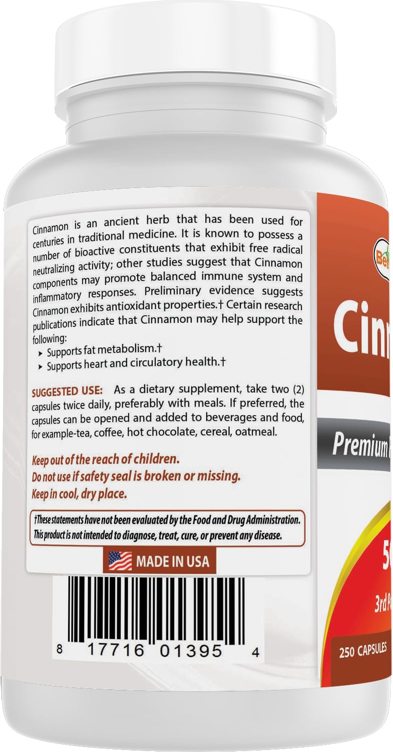 Cinnamon 500 mg 250 Capsules V39241