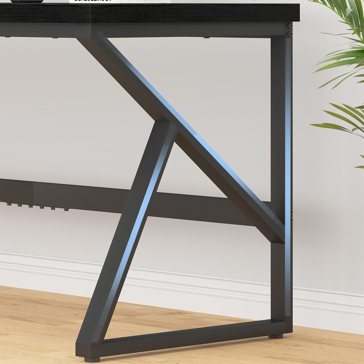 70 Inch Black Metal Wood Computer Desk M384