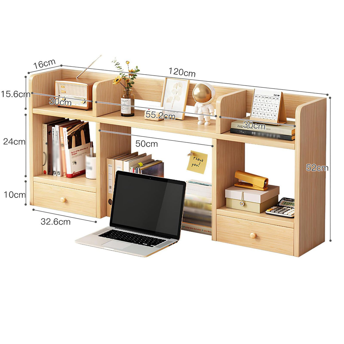 White Desktop Bookshelf Wood Storage Rack J13186