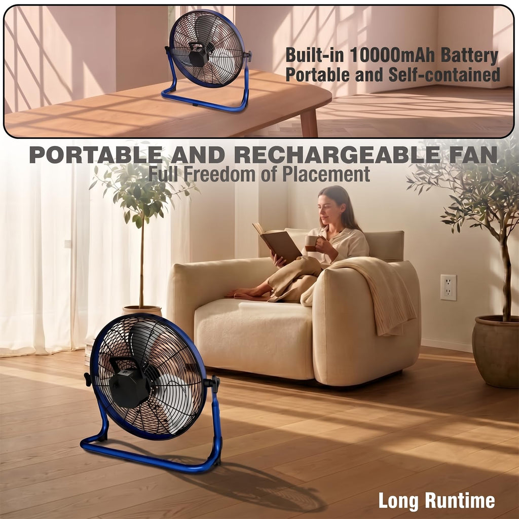 20" Portable Rechargeable Battery Operated Floor Fan F129