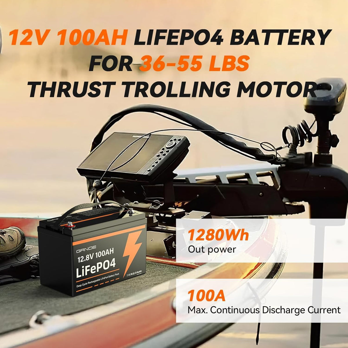 12V 100Ah LiFePO4 Lithium Battery 2-Pack R23290