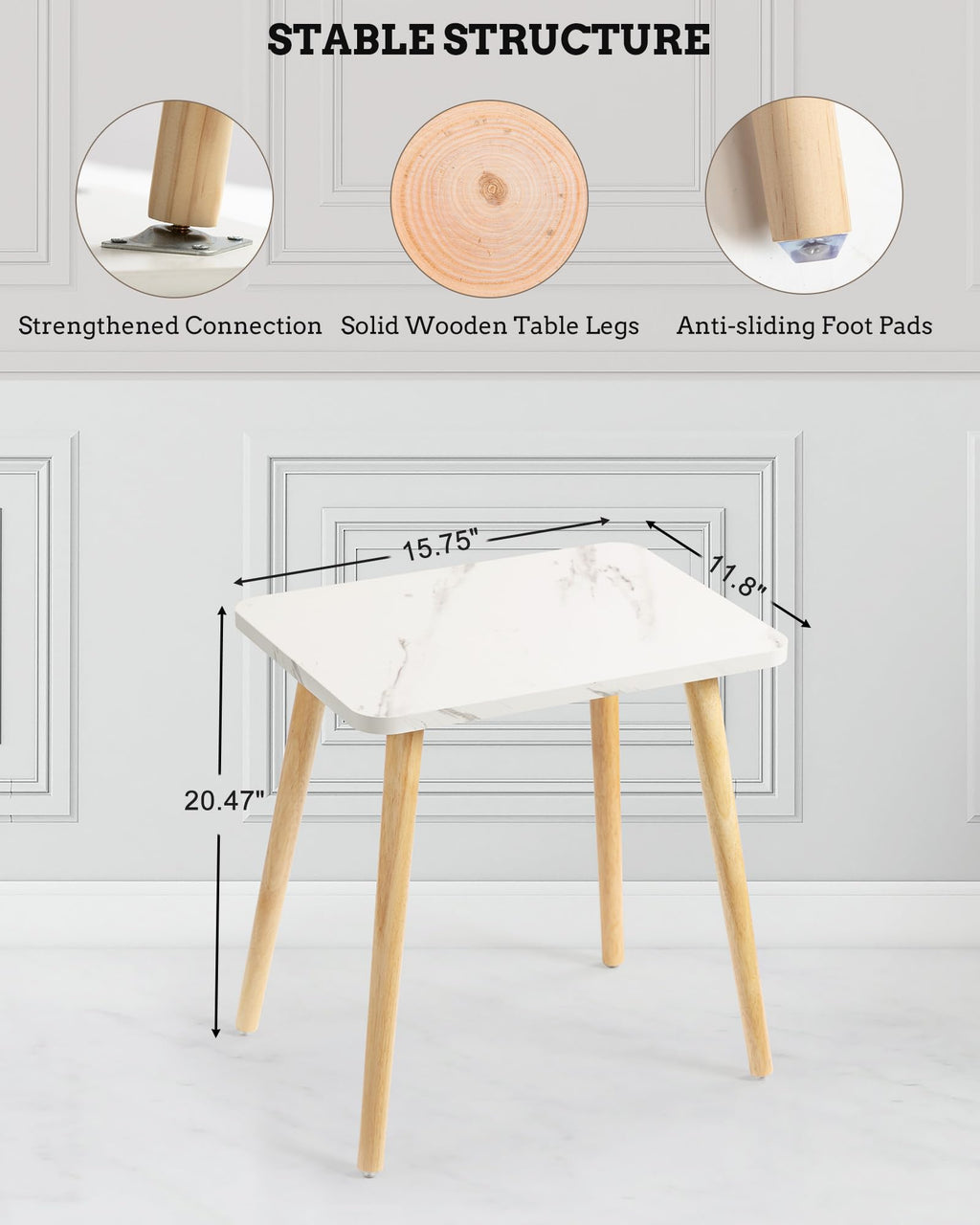 Set of 2 Small Side Table with Wood Legs Y38805