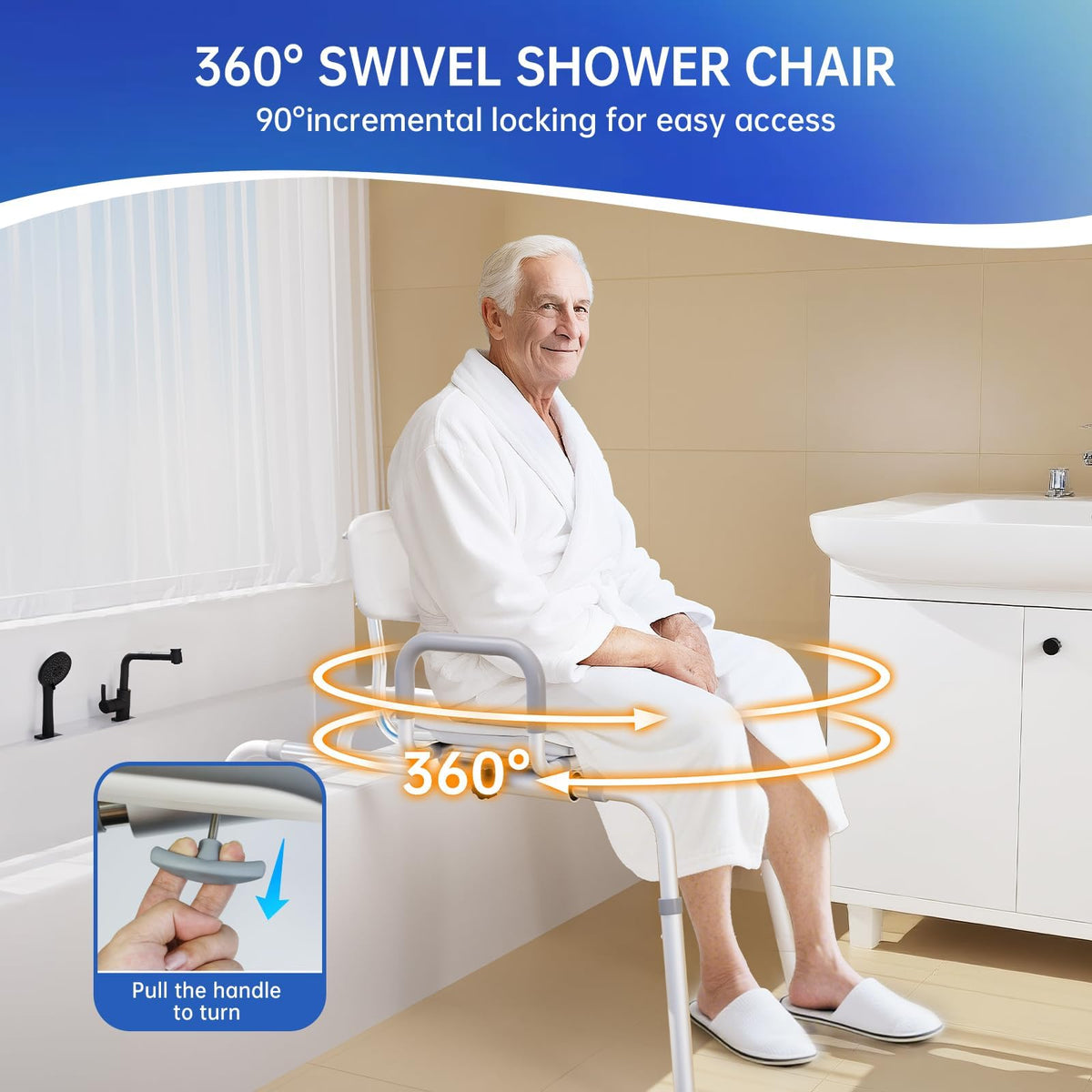 360° Swivel Adjustable Transfer Shower Chair with EVA Seat M7965