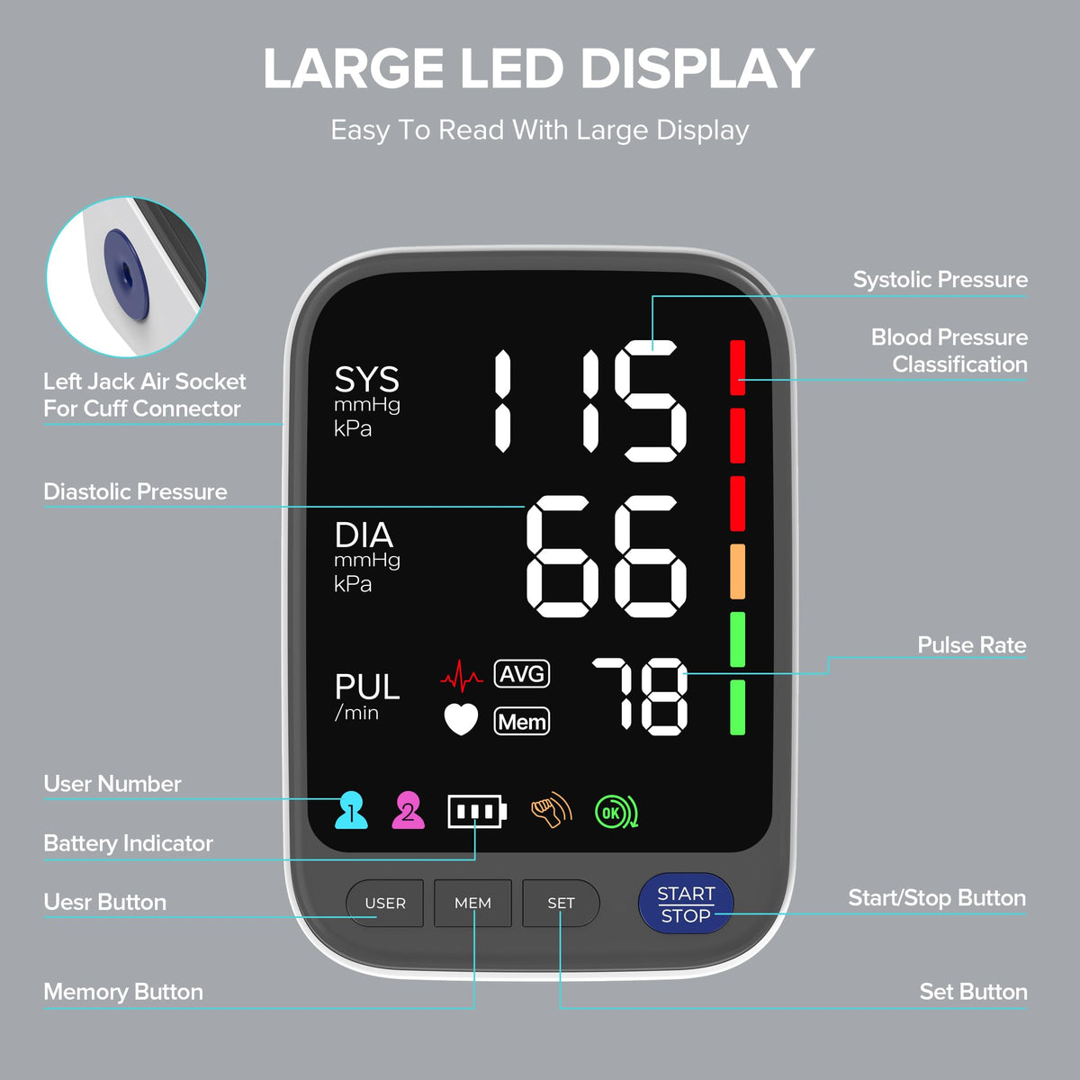 Blood Pressure Monitor Large Cuff White N87191