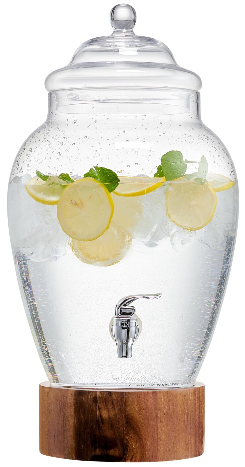 Glass Beverage Dispenser with Wood Base, 3 Gallon Z4403